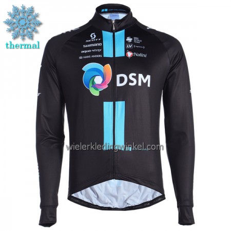 Wielershirt 2022 Team DSM Lange Mouw Winter Thermal Fleece Zwart